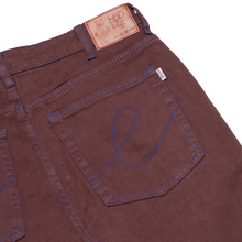 Load image into Gallery viewer, HODDLE - &quot;16 OUNCE&quot; DENIM PANTS (BROWN/BLUE STITCHING)
