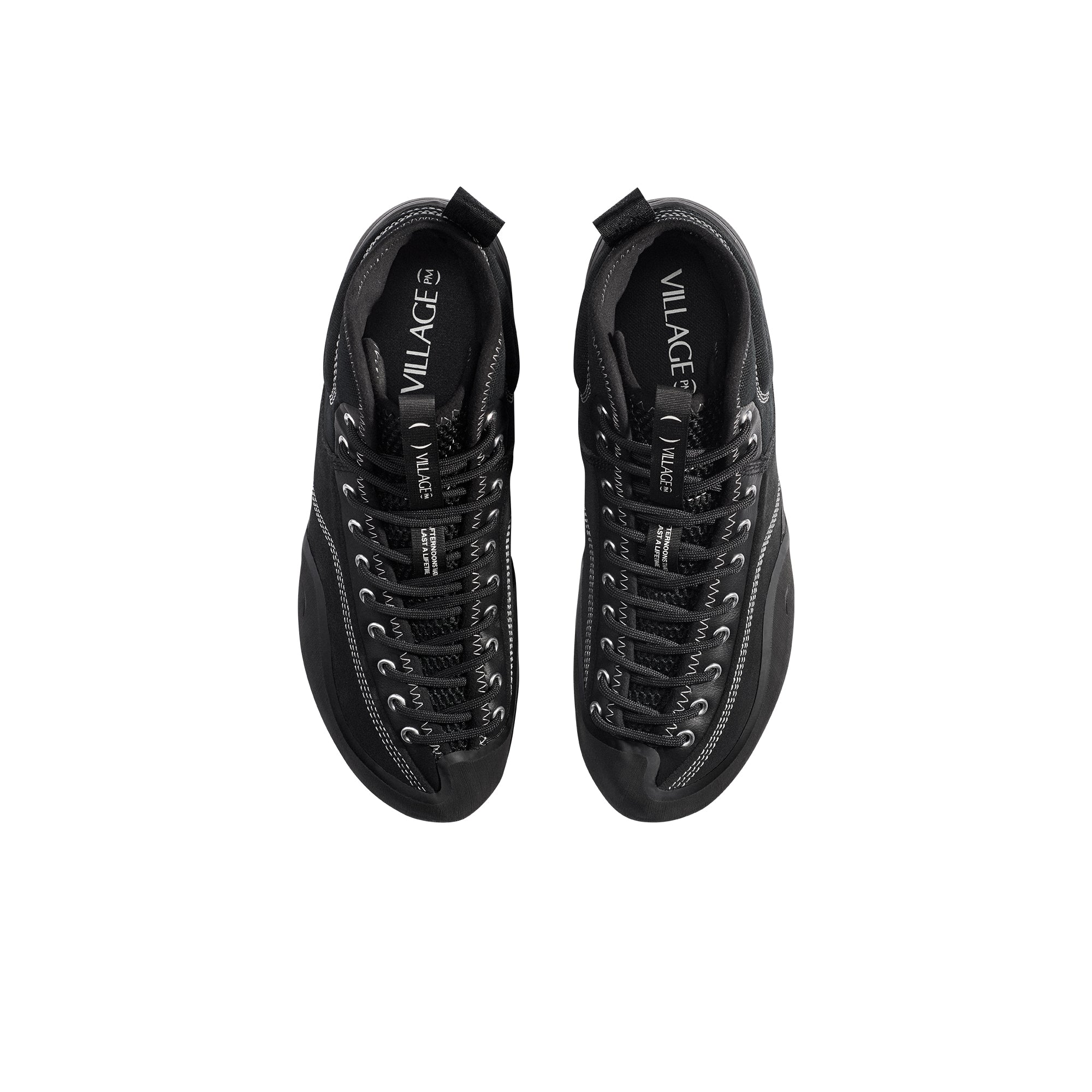 "1.00 PM MID" LEATHER/SUEDE/CANVAS SHOES (BLACK/NATURAL BLACK)-3