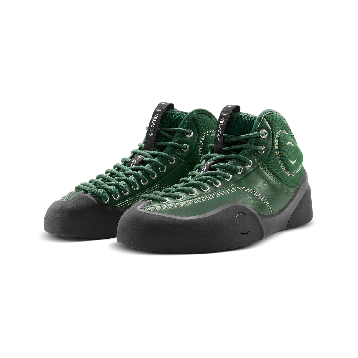 "1.00 PM MID" LEATHER/CANVAS SHOES (GREEN/NATURAL BLACK)-2