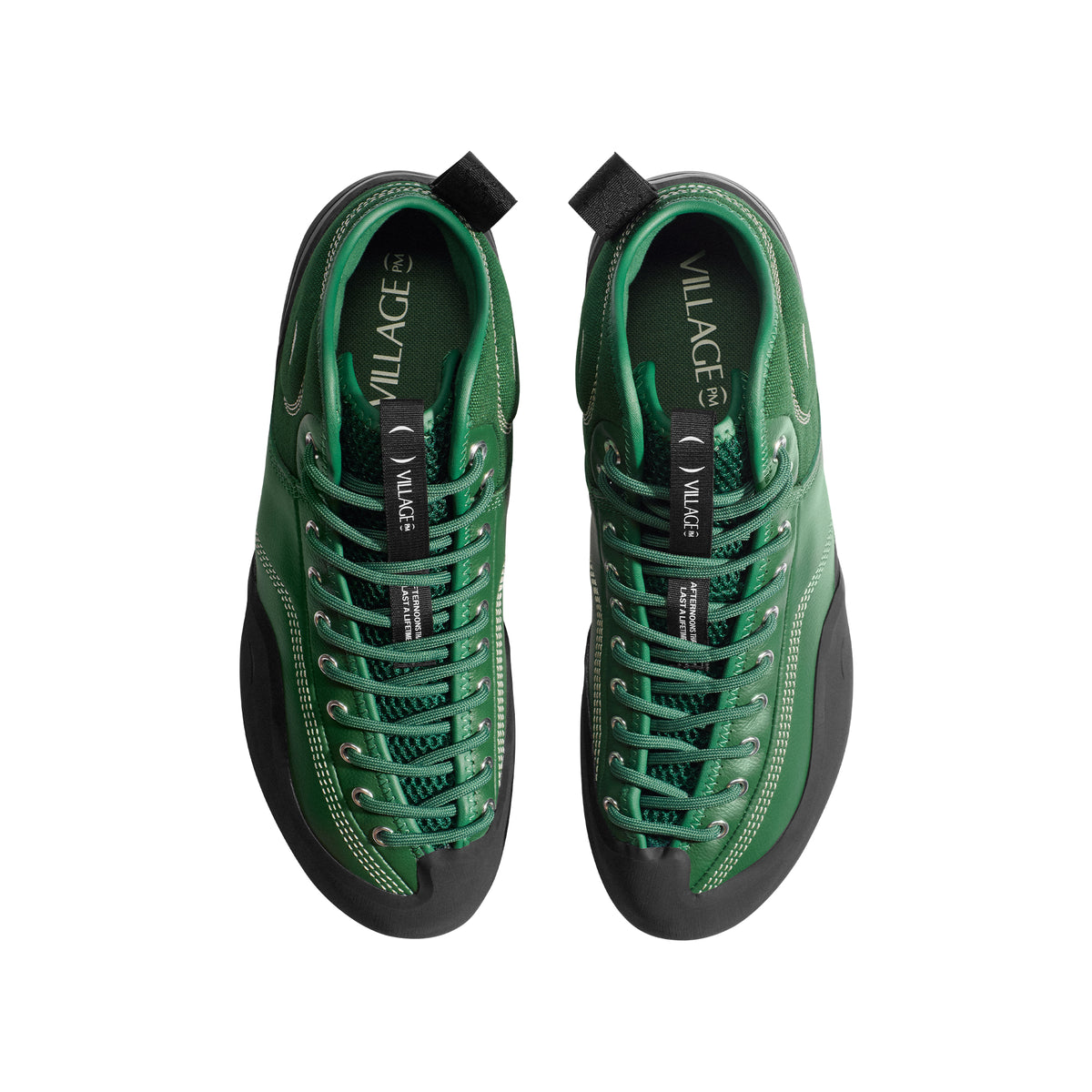 "1.00 PM MID" LEATHER/CANVAS SHOES (GREEN/NATURAL BLACK)-3