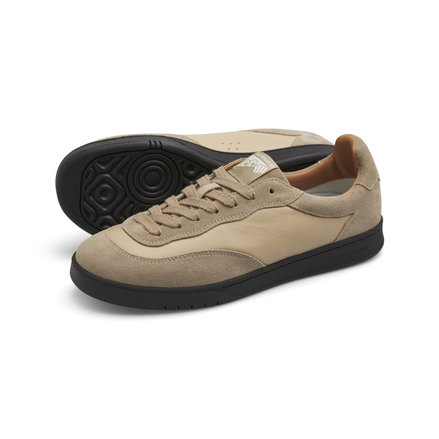 "CM001" SUEDE/LEATHER SHOES - SAFARI/BLACK (SIZE 41 & 42)