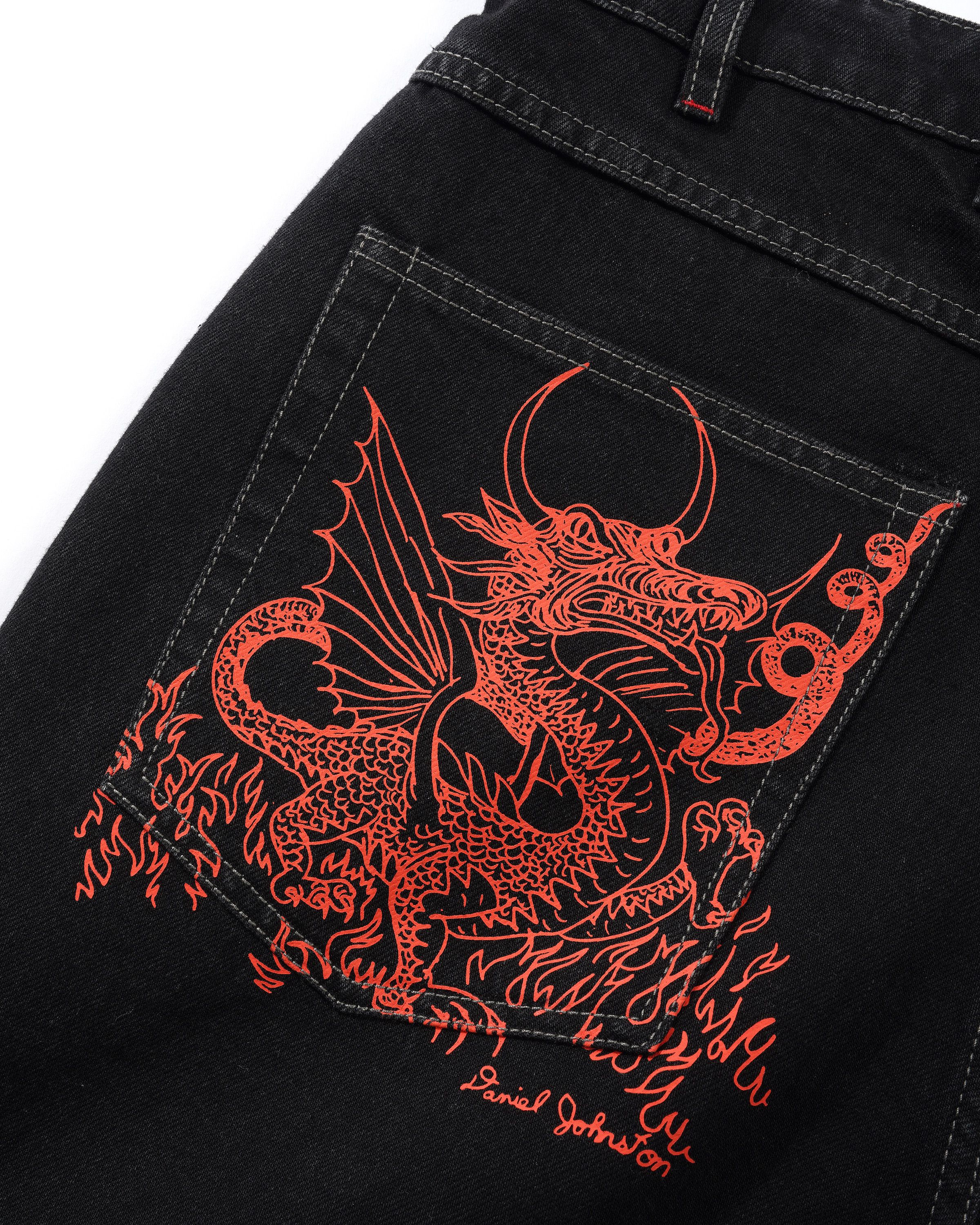 "DRAGON" DENIM PANTS (WASHED BLACK)-3