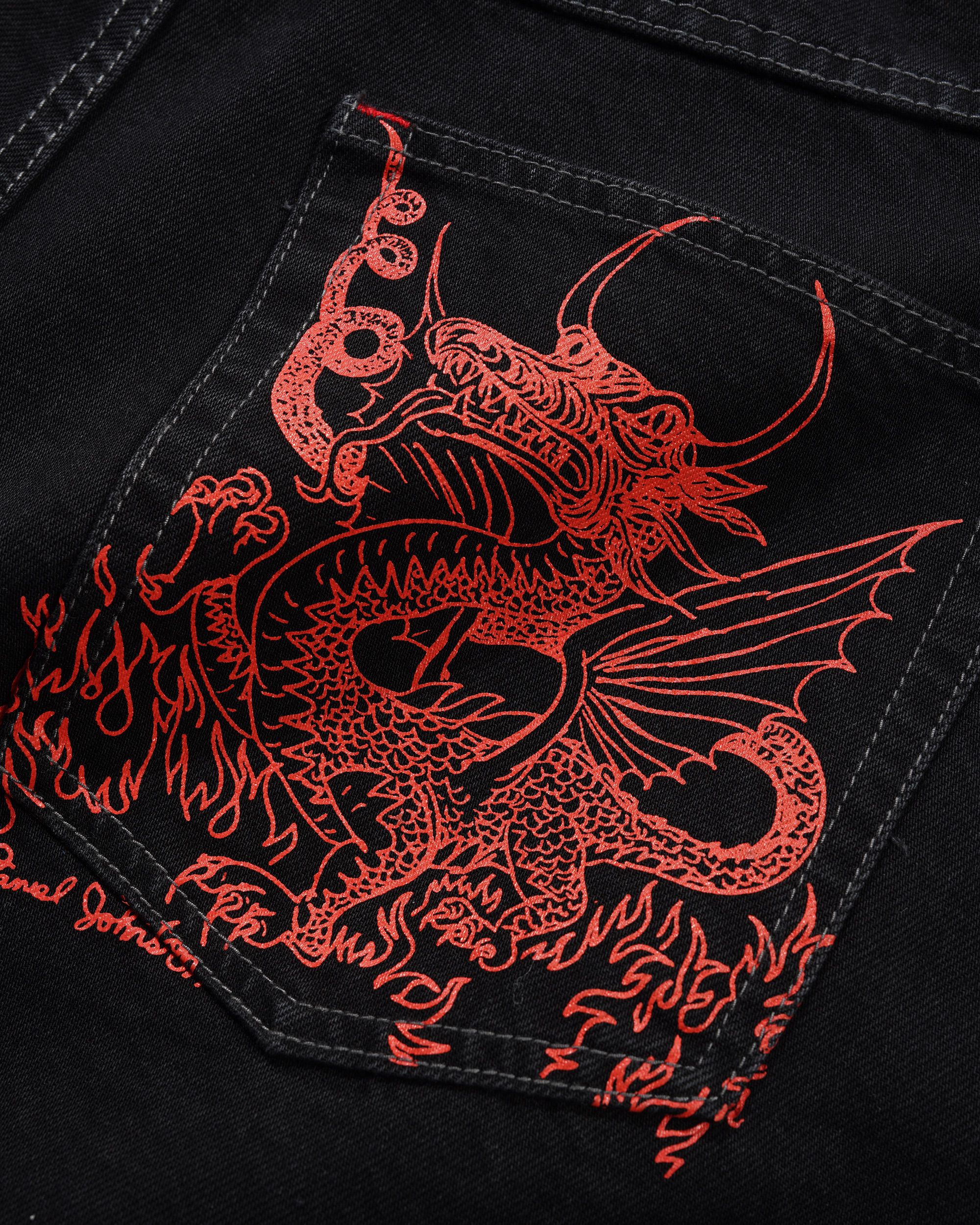"DRAGON" DENIM PANTS (WASHED BLACK)-4