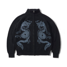 Cargar imagen en el visor de la galería, BUTTER GOODS - &quot;DRAGON&quot; ZIP-THRU KNIT SWEATER (BLACK)
