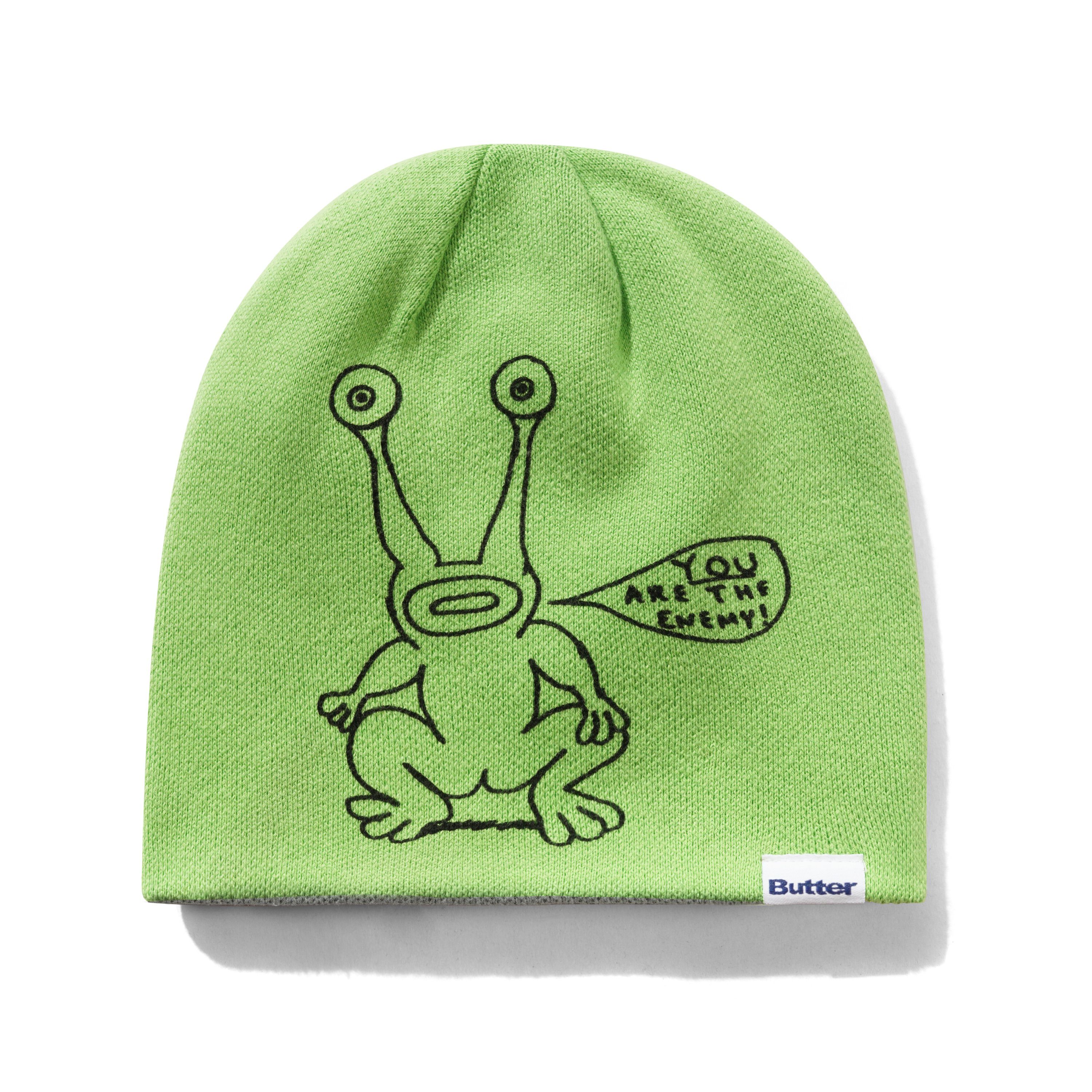 "FROG" REVERSIBLE SKULLY BEANIE (LIME/GREY)