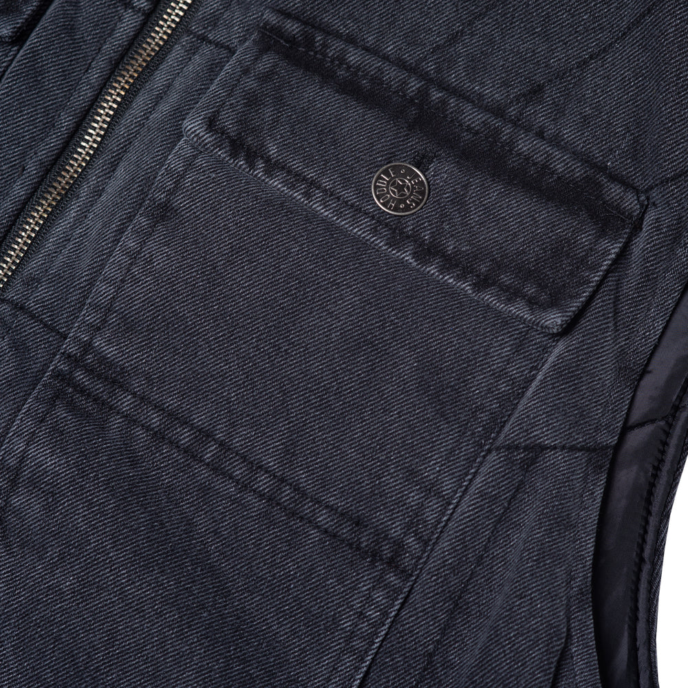 "ZIP UP" CARPENTER VEST (BLACK)-5