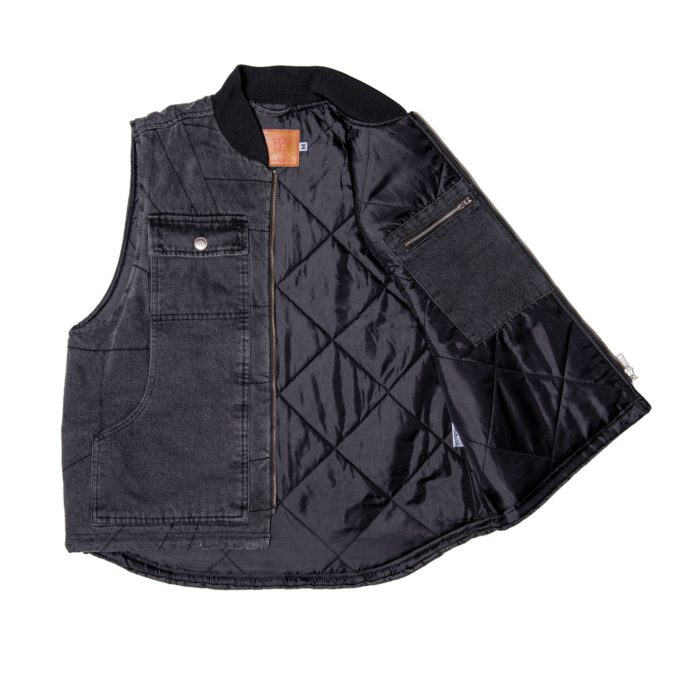 "ZIP UP" CARPENTER VEST (BLACK)-4