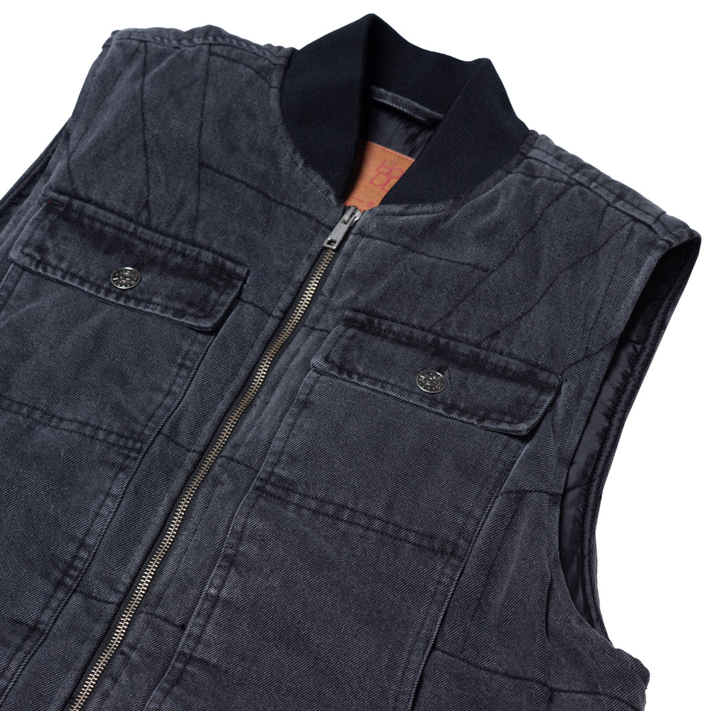 "ZIP UP" CARPENTER VEST (BLACK)-3