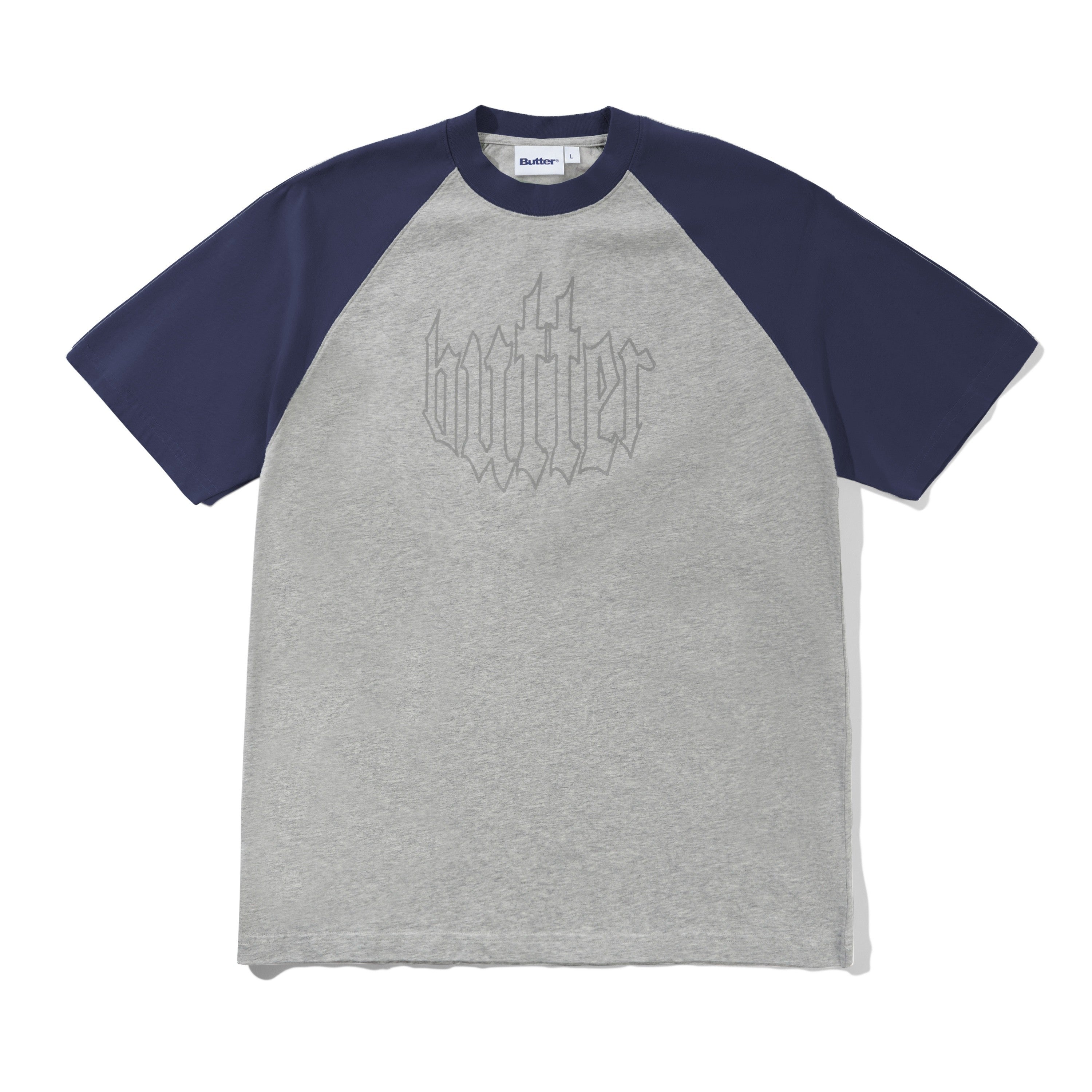 BUTTER GOODS - "HARVEST" RAGLAN T-SHIRT (NAVY/HEATHER)