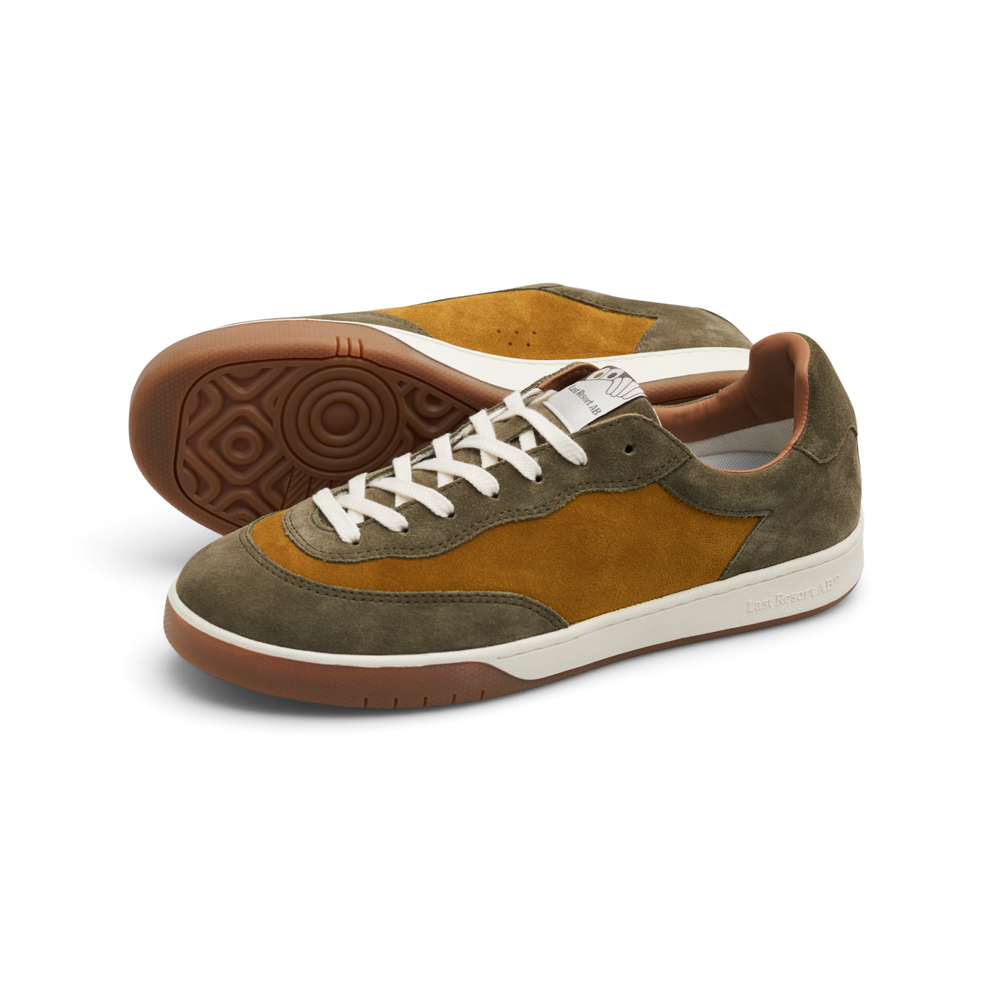 "CM001" SUEDE SHOES (NEW OLIVE/GOLDEN BROWN/WHITE/GUM)