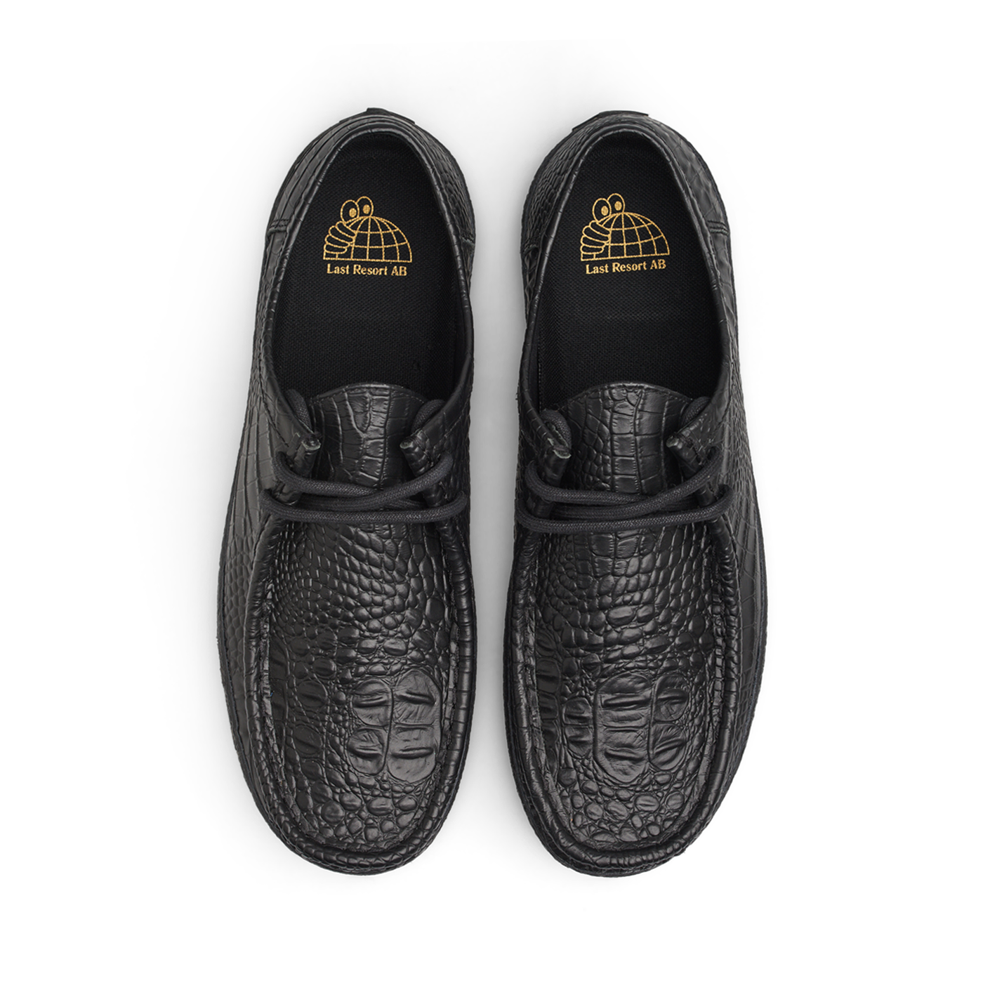"VM006 LO" LEATHER MOCCASIN SHOES (CROC BLACK)-4