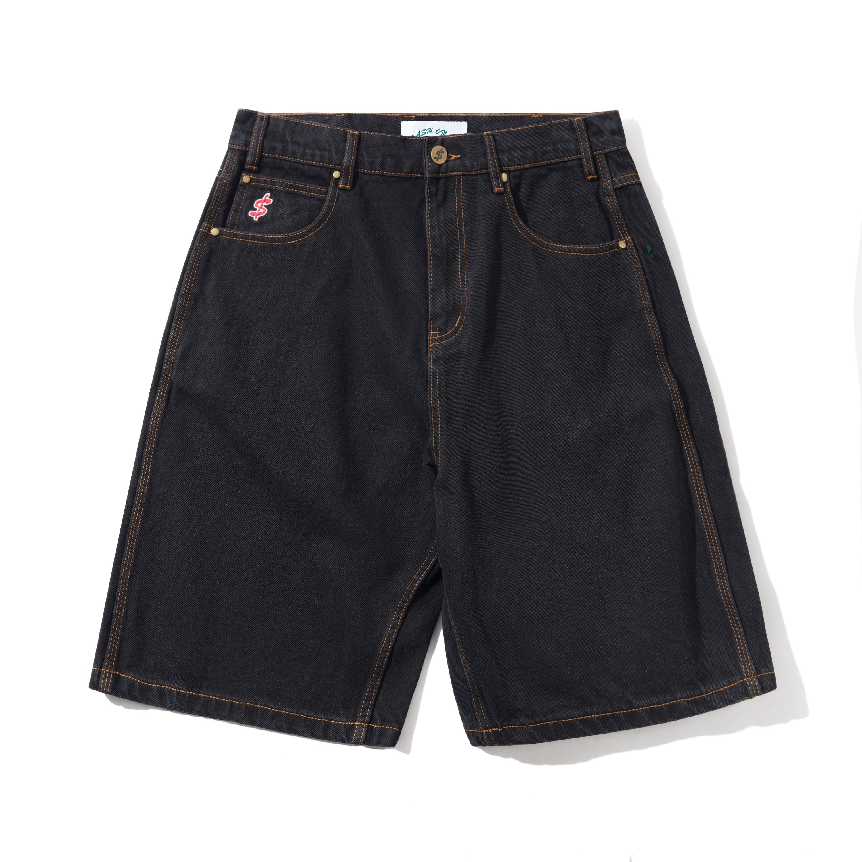"LOGO" DENIM SHORTS (WASHED BLACK)