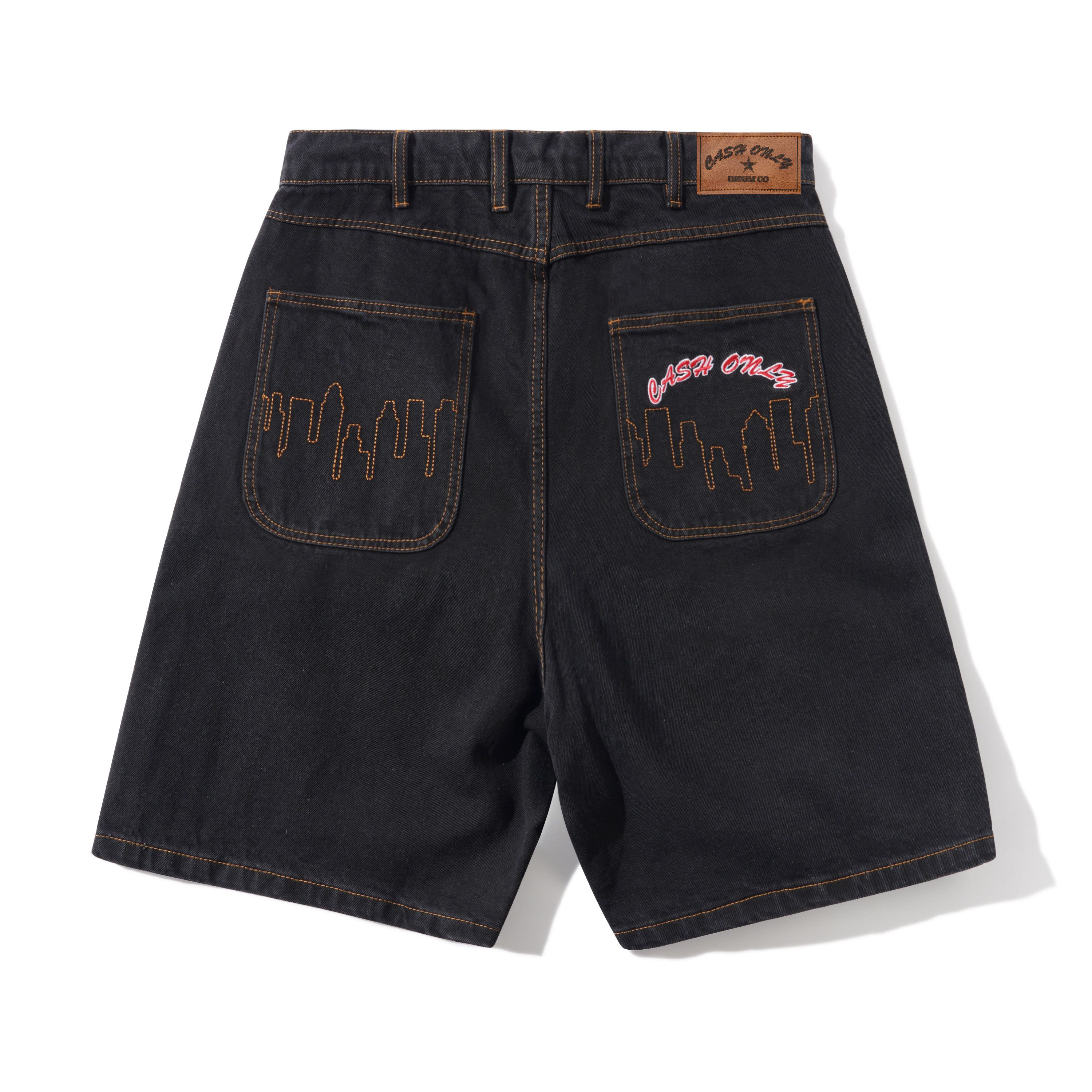 "LOGO" DENIM SHORTS (WASHED BLACK)