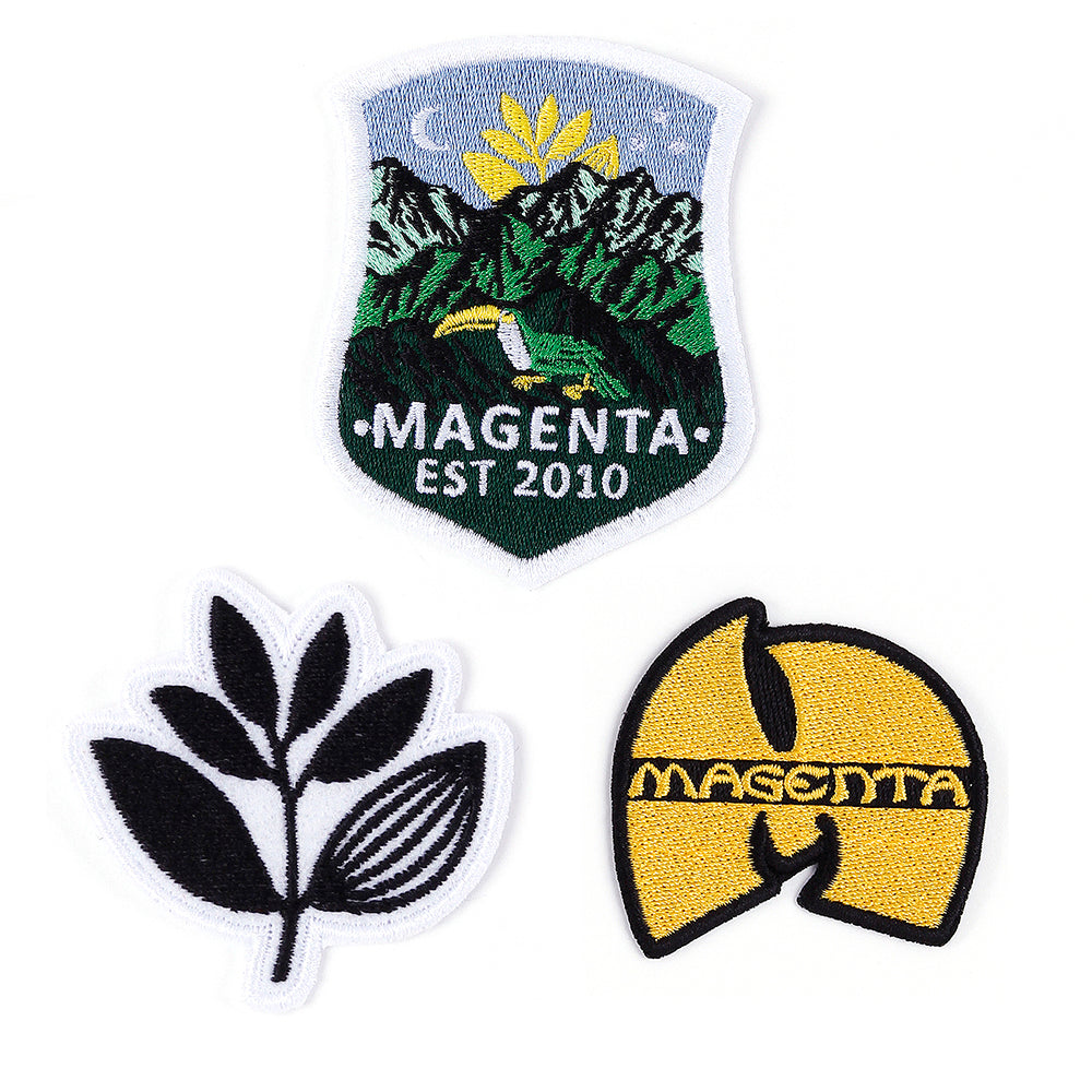MAGENTA SKATEBOARD - 3 PATCHES PACK