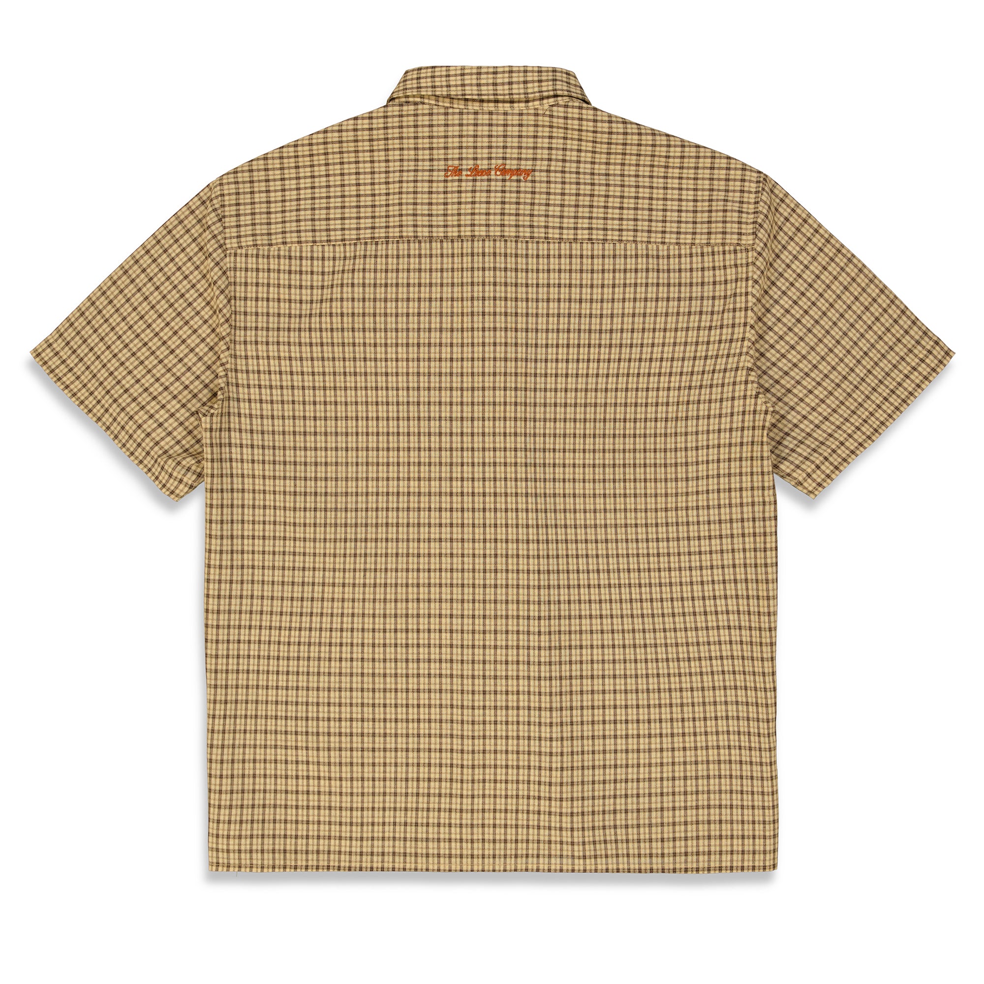 "PET THE PUPPY" SHIRT (BEIGE/BROWN CHECKERED)