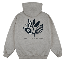 Load image into Gallery viewer, PUBLIC SKATESHOP X MAGENTA SKATEBOARDS - "PALAIS DU PUBLIC" HOODIE (HEATHER GREY)
