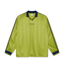 Load image into Gallery viewer, POLAR SKATE CO. - "DAVIE" LONGSLEEVE FOOTBALL SHIRT (PERIDOT/DARK BLUE)
