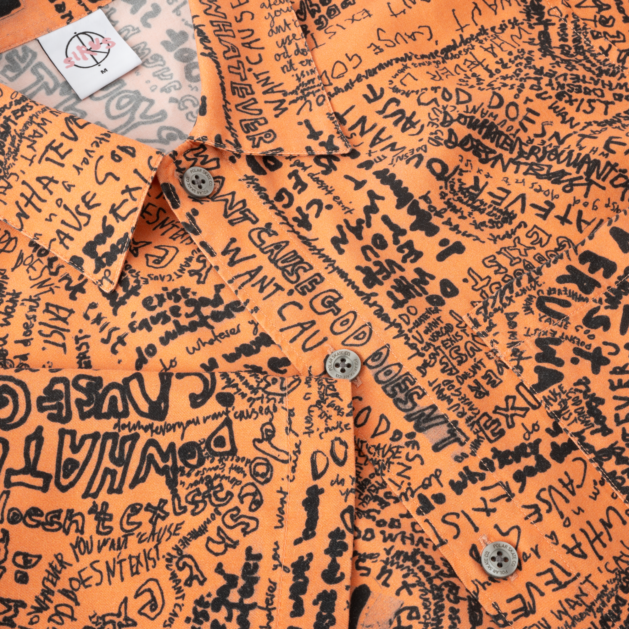 "EXIST" BOWLING SHIRT (ORANGE/BLACK)-3