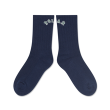 Carica l&#39;immagine nel visualizzatore di Gallery, POLAR SKATE CO. - &quot;COLLEGE&quot; BIG RIB SOCKS (DARK BLUE)

