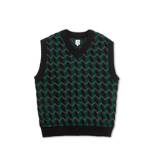 Load image into Gallery viewer, POLAR SKATE CO. - &quot;ZIG ZAG&quot; KNITTED VEST (BLACK/DARK TEAL)
