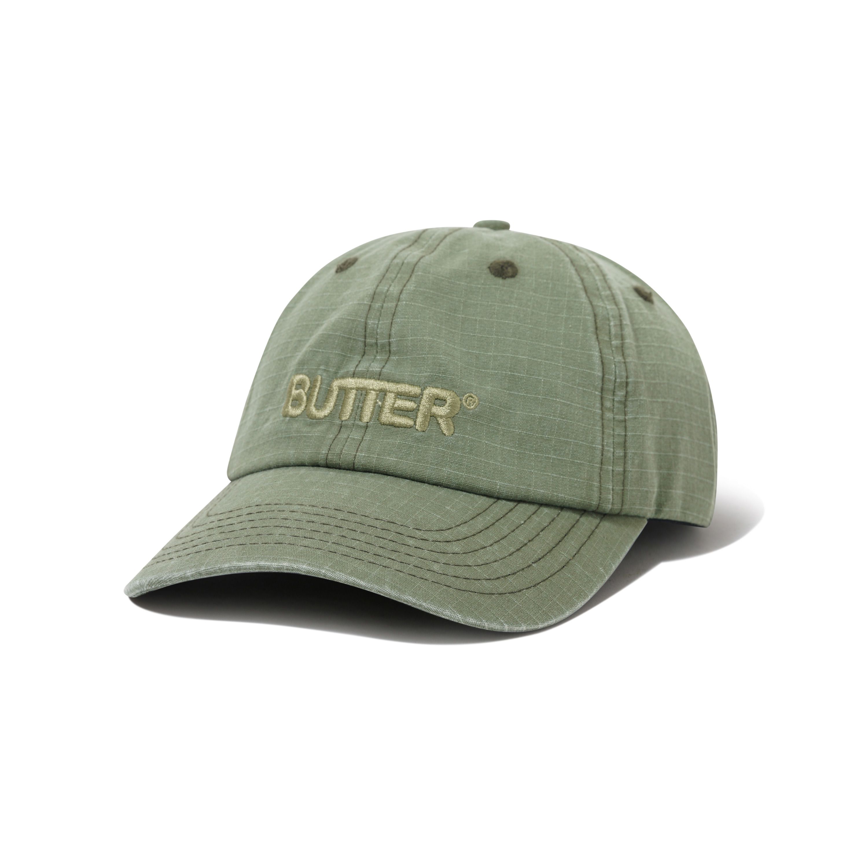 "ROUNDED LOGO" 6 PANEL RIPSTOP HAT (WASHED ARMY)