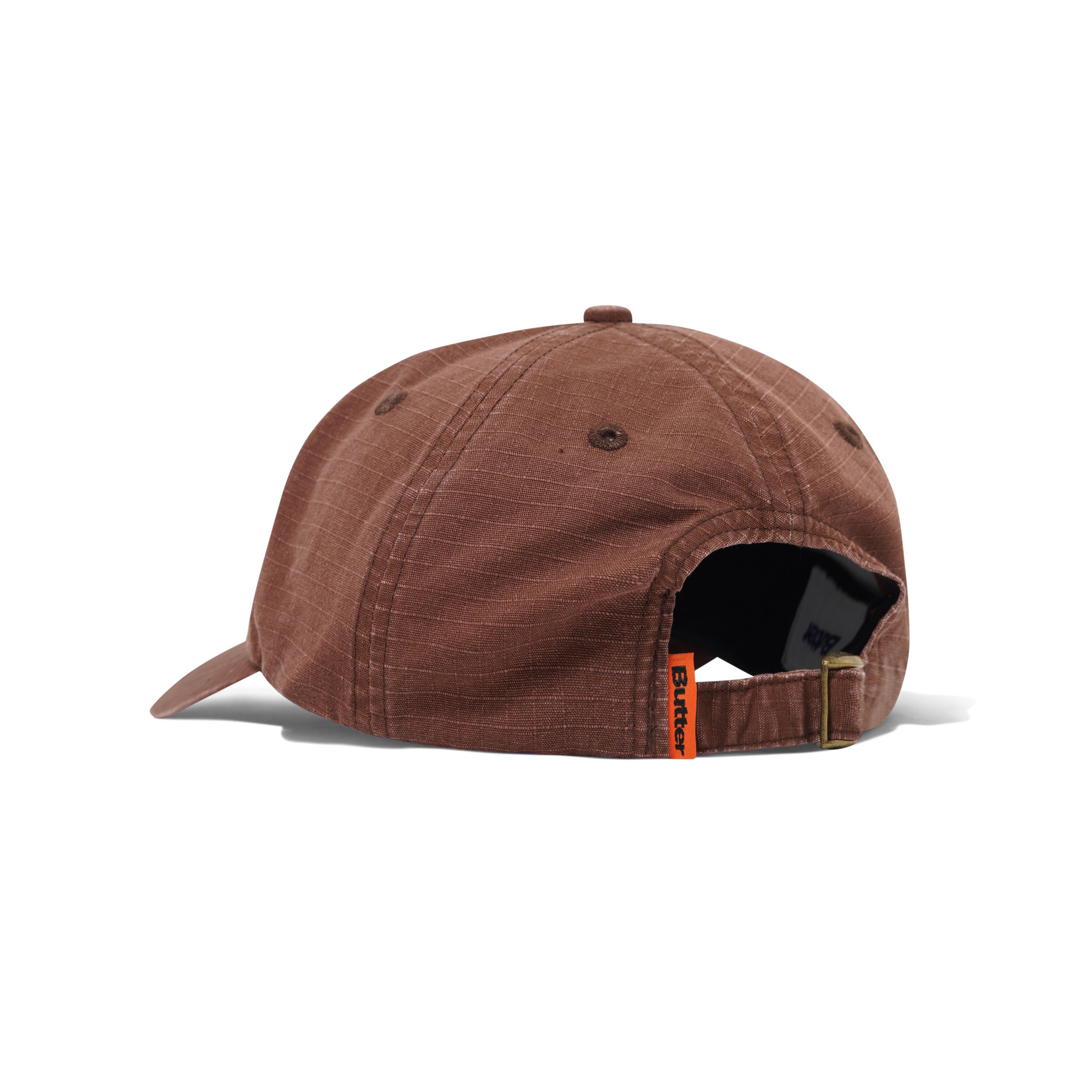"ROUNDED LOGO" 6 PANEL RIPSTOP HAT (WASHED BROWN)