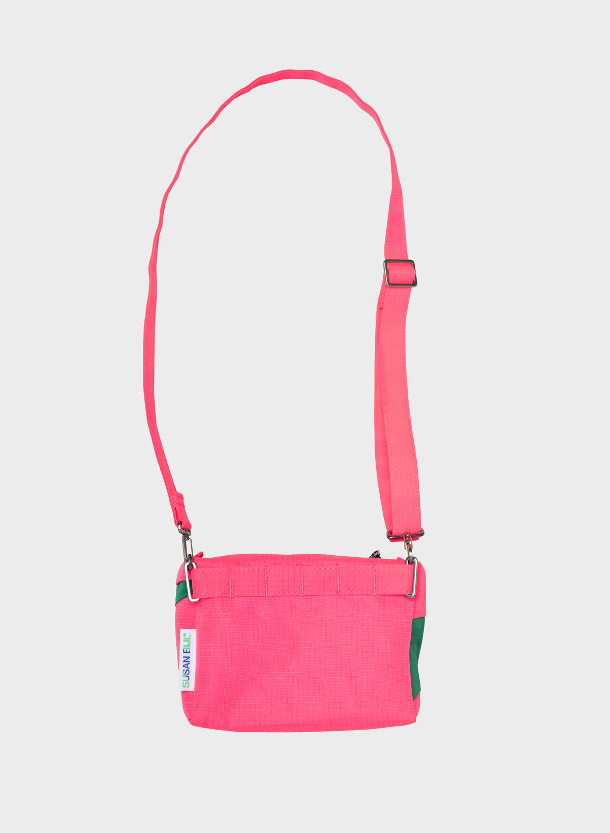 "THE NEW BUM BAG" SMALL SIDE BAG (FLUO PINK/SEAWEED)-3