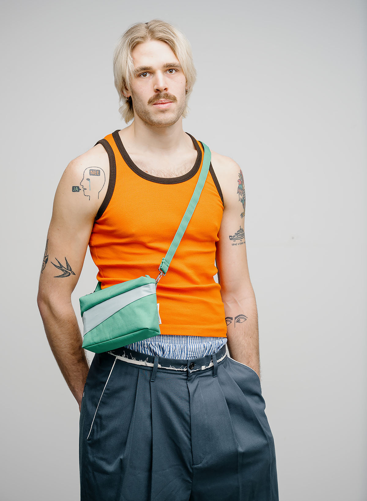 "THE NEW BUM BAG" SMALL (OCEAN/ORANGE)-4