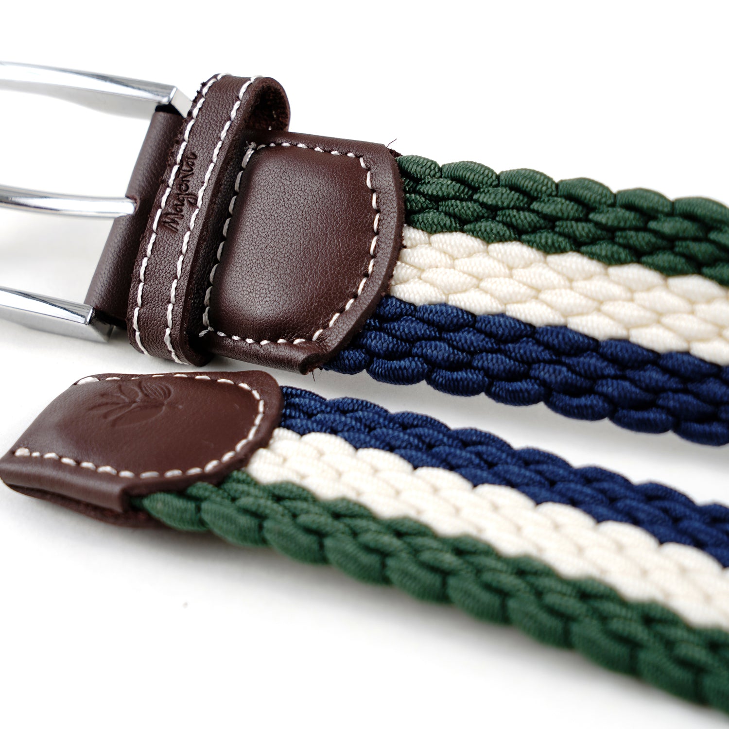 "TRI" BRAIDED BELT (BLUE/WHITE/GREEN)