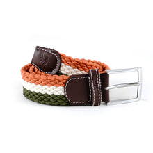 Load image into Gallery viewer, MAGENTA SKATEBOARDS - &quot;TRI&quot; BRAIDED BELT (GREEN/WHITE/ORANGE)

