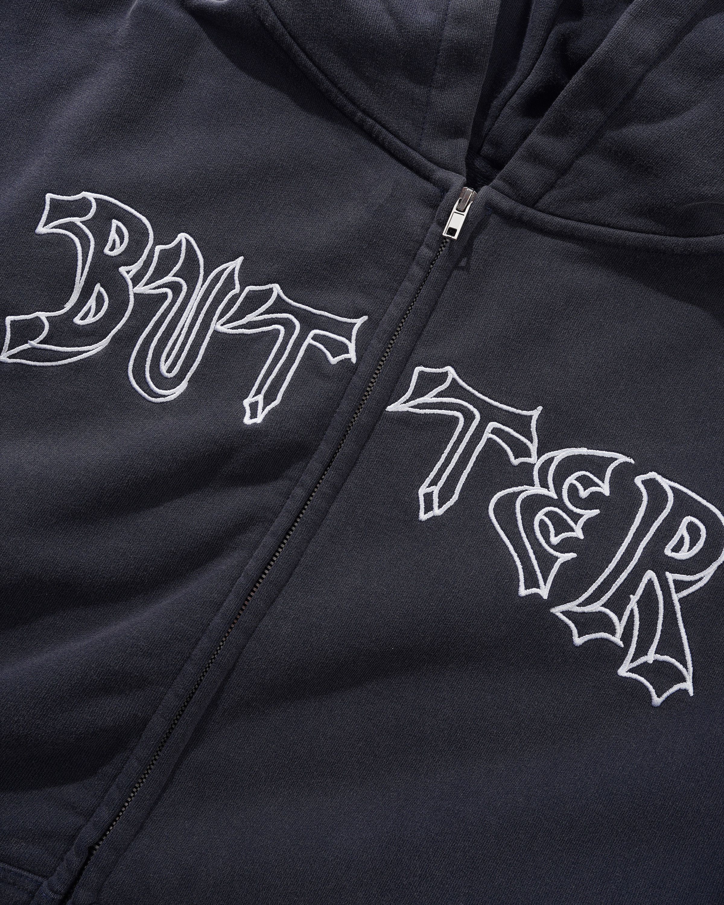 "THIRTEEN" ZIP-THRU HOODIE (WASHED NAVY)
