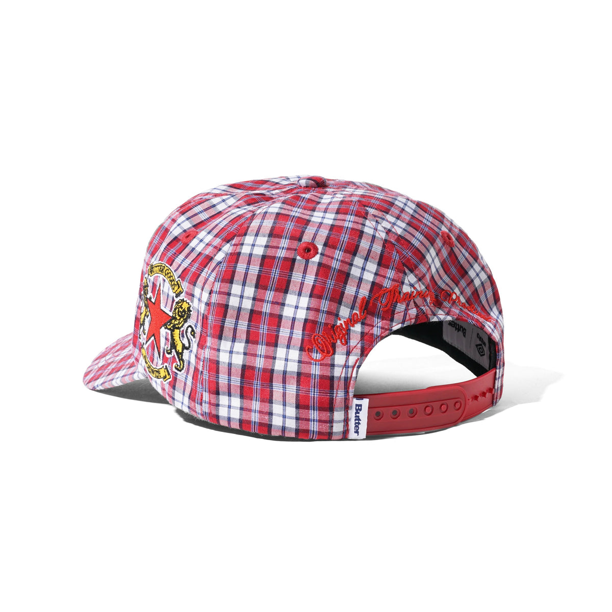 "VICTORY" 5 PANEL HAT (RED PLAID)-2