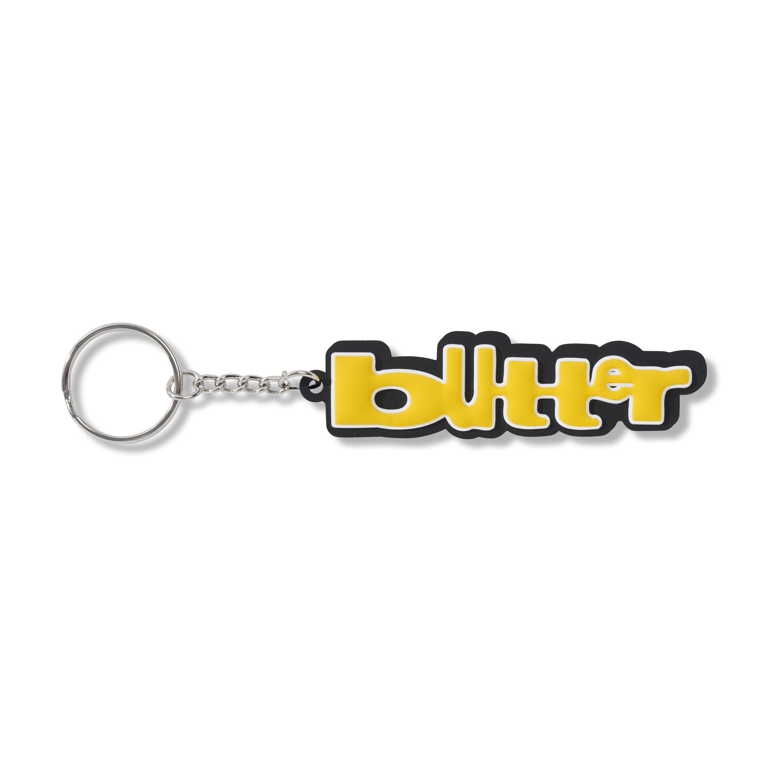 "WARPED" RUBBER KEY CHAIN (BLACK/YELLOW)