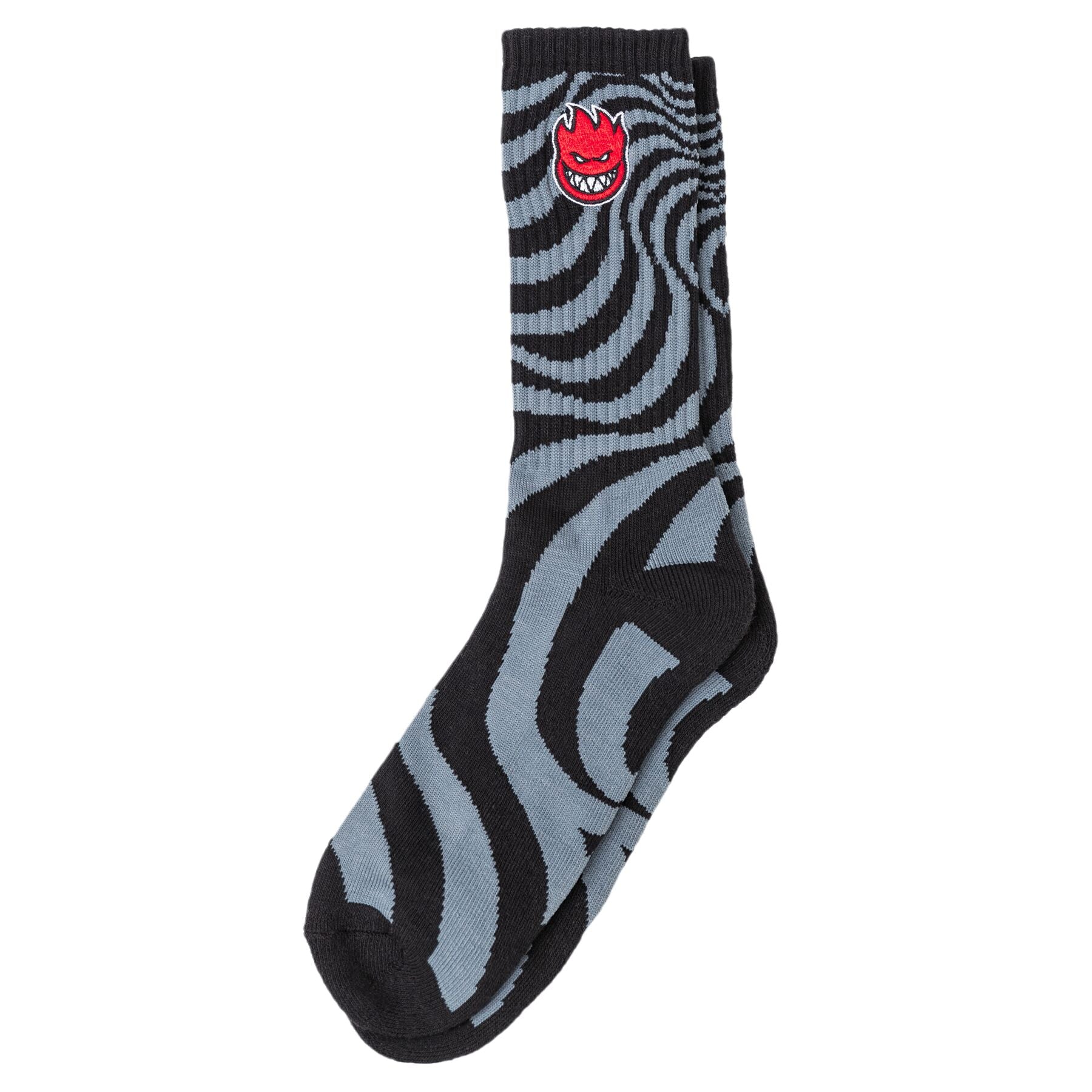 SPITFIRE WHEELS - "BIGHEAD FILL SWIRL" EMBROIDERED SOCKS (BLACK/CHARCOAL)
