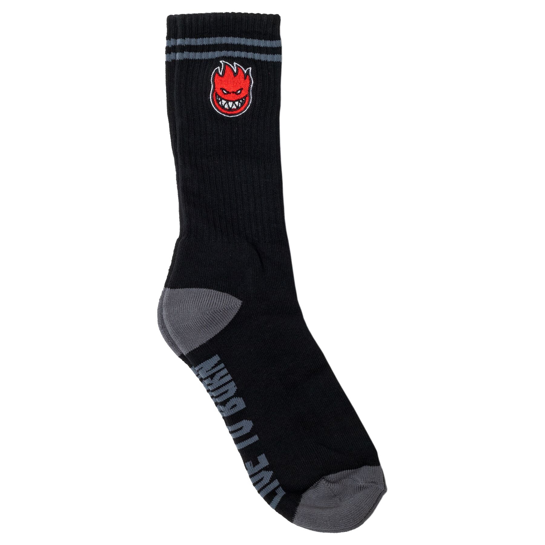 SPITFIRE WHEELS - "BIGHEAD FILL" EMBROIDERED SOCKS (BLACK/CHARCOAL)