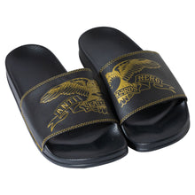 Load image into Gallery viewer, ANTI HERO - &quot;BASIC EAGLE&quot; SLIDES (BLACK/GOLD)
