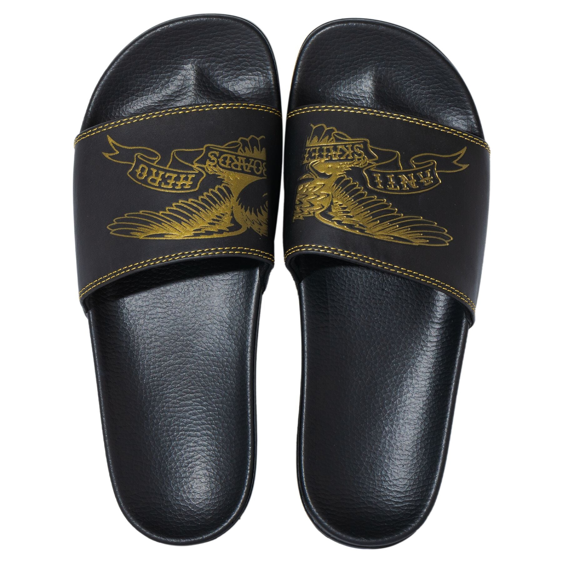 ANTI HERO - "BASIC EAGLE" SLIDE SANDALS (BLACK/GOLD)