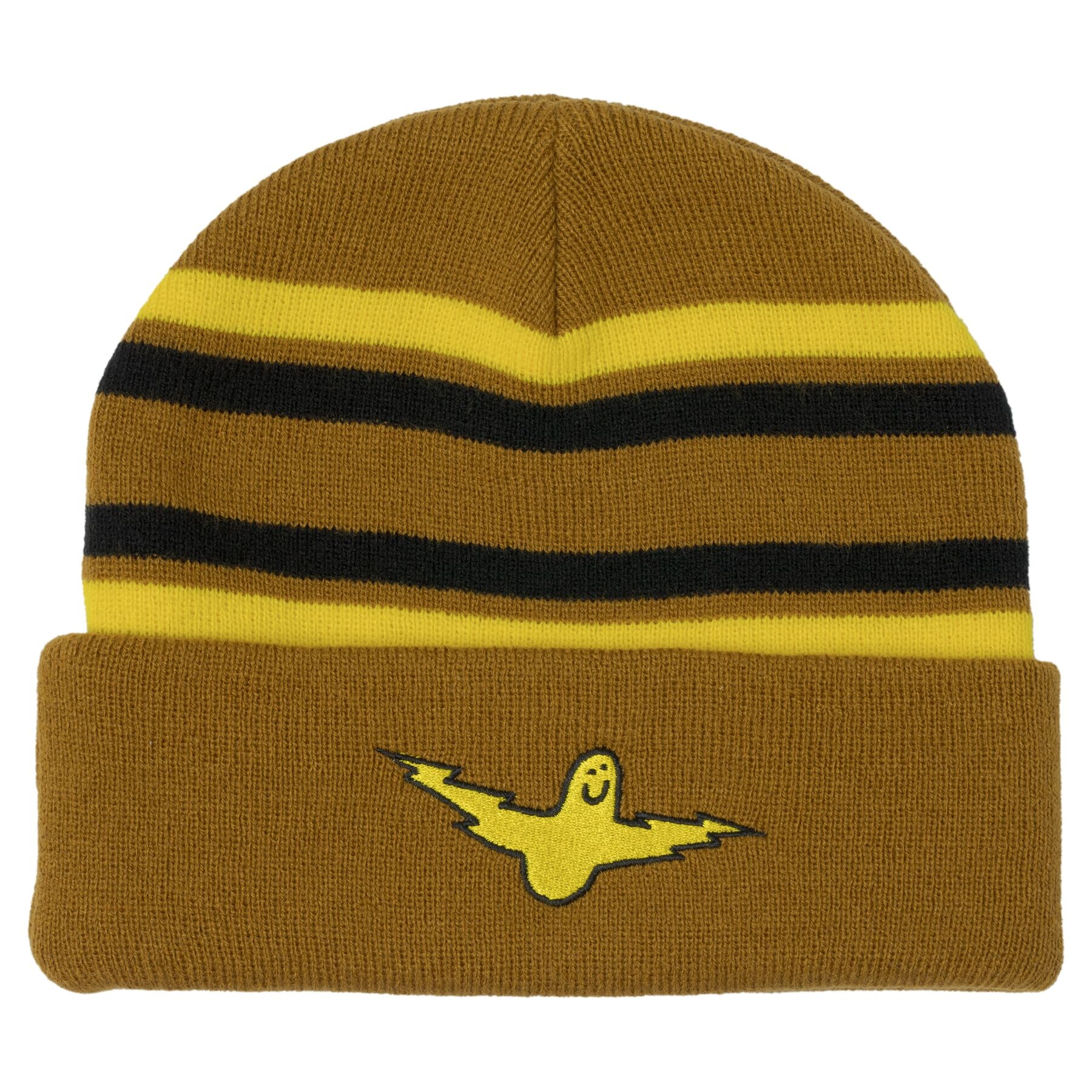 "BIRD LIGHTENING" CUFF BEANIE (TAN/YELLOW/BLACK)
