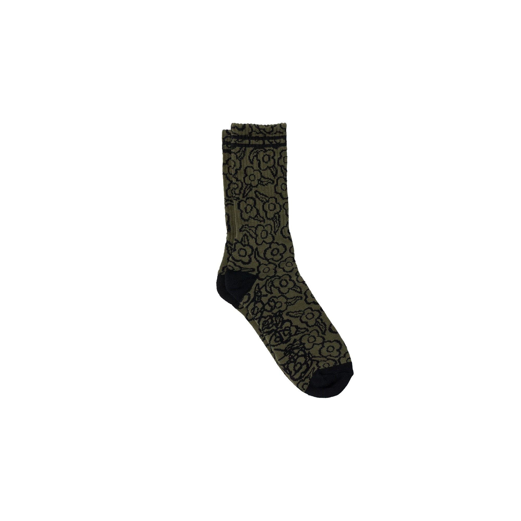 "MULTIFLOWERS" SOCKS (OLIVE/BLACK)