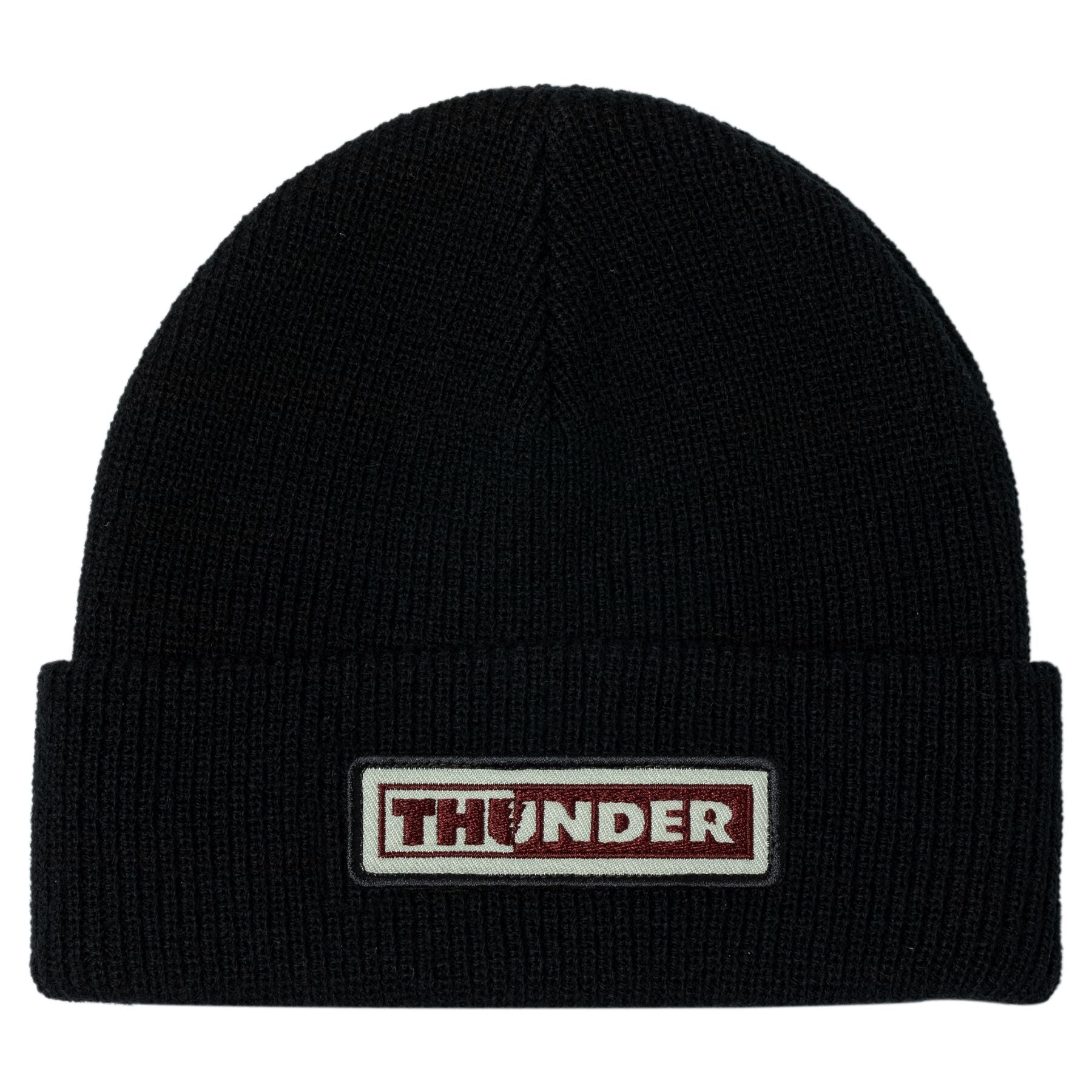"BOLTS PATCH" CUFF BEANIE (BLACK/MAROON/GREY)