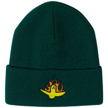 Load image into Gallery viewer, KROOKED - &quot;FIRE BIRD&quot; CUFF BEANIE (DARK GREEN)
