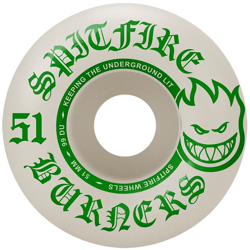 SPITFIRE WHEELS - "BURNERS" BIGHEAD SHAPE WHEELS (BURNER FORMULA - 99D - 51MM)