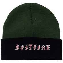 Cargar imagen en el visor de la galería, SPITFIRE WHEELS - &quot;BIGHEAD&quot; CUFF BEANIE (OLIVE/BLACK/RED)
