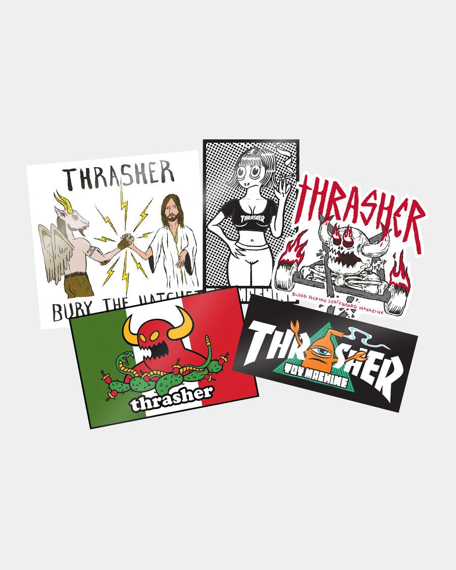 THRASHER MAGAZINE X TOY MACHINE - STICKERS (5 PACK)